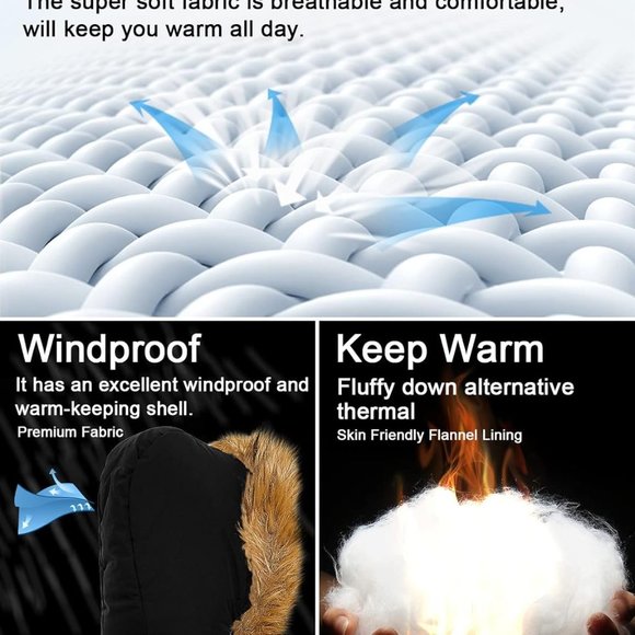 Women's Winter‎ Down Thicken Jacket Puffer Parka Coat with Removable Fur Hood - Picture 6 of 7